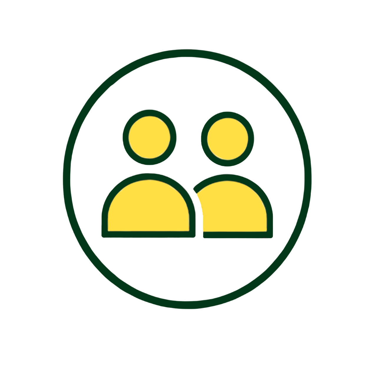 Icon of two yellow human figures, one larger and one smaller, inside a green circle.