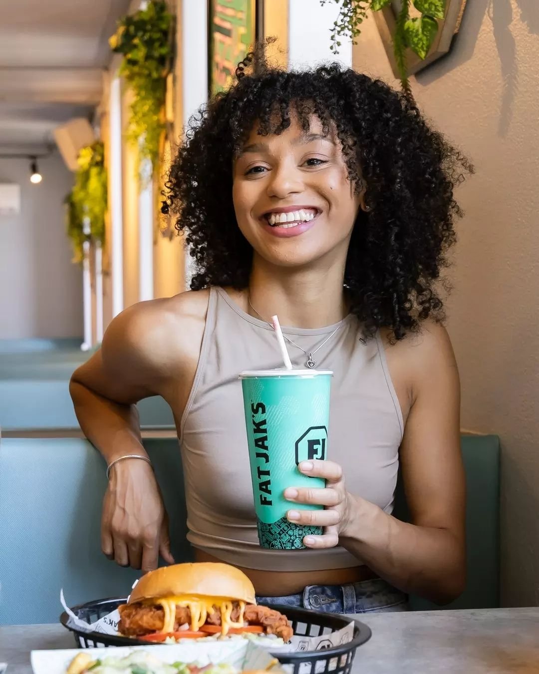 Fresh burger and drink in hand, it's the simple things that make us smile!&nbsp;😁