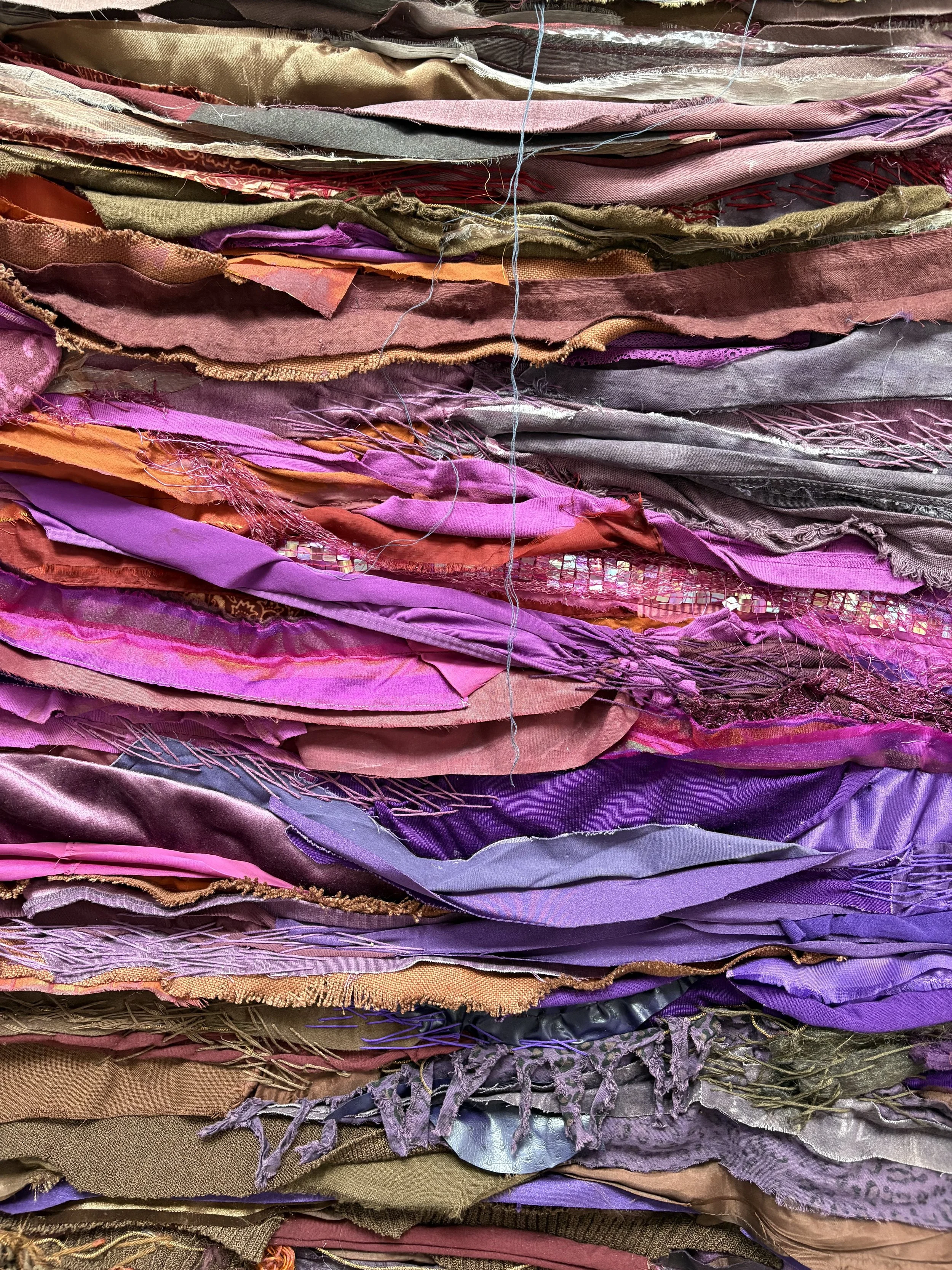 purple layers of reused textiles