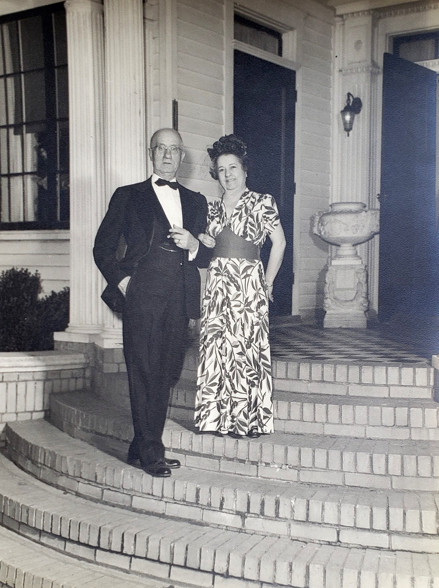 Elizabeth & Mario on the front steps