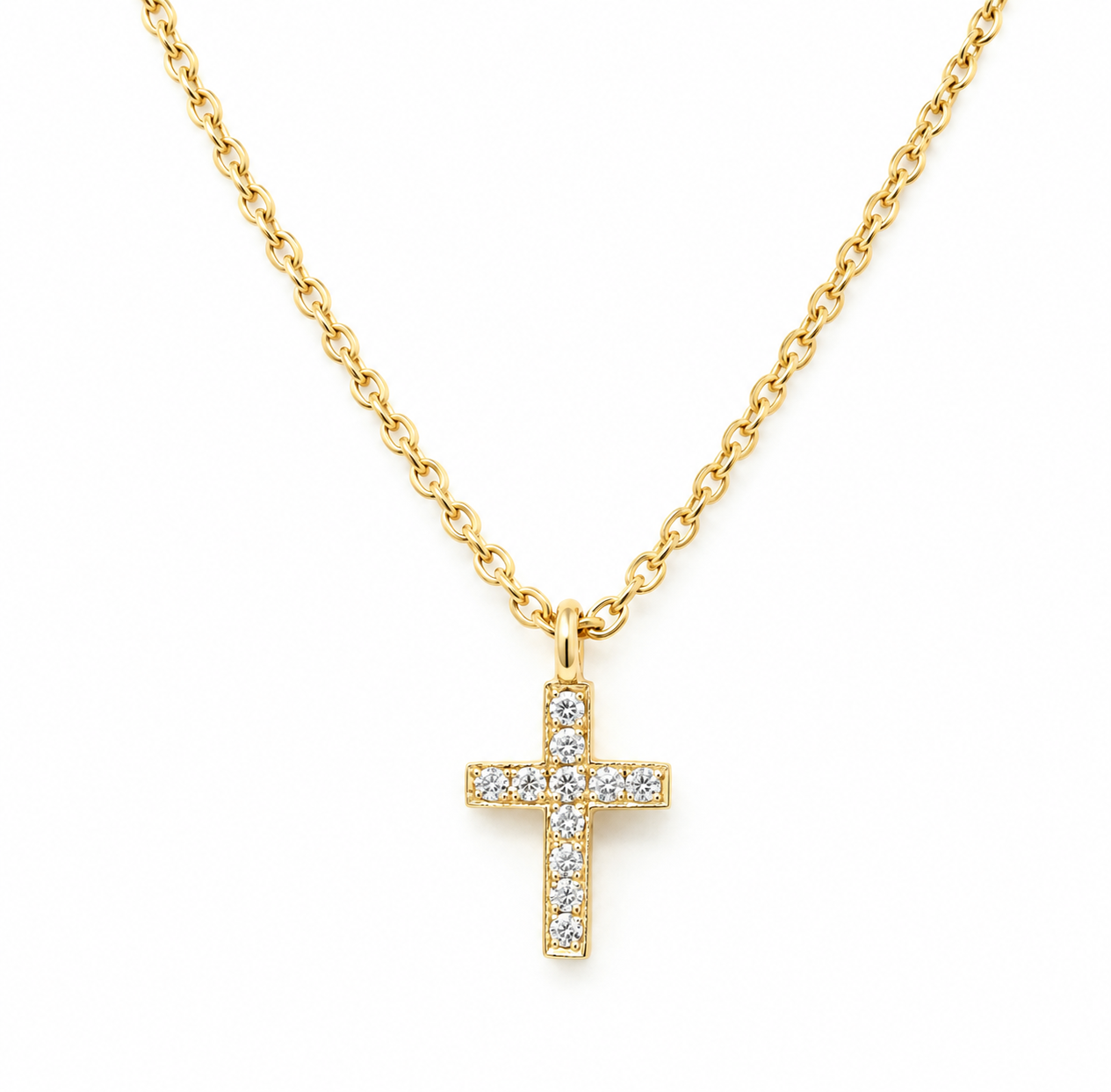 Diamantbesat guldkors med kæde.png