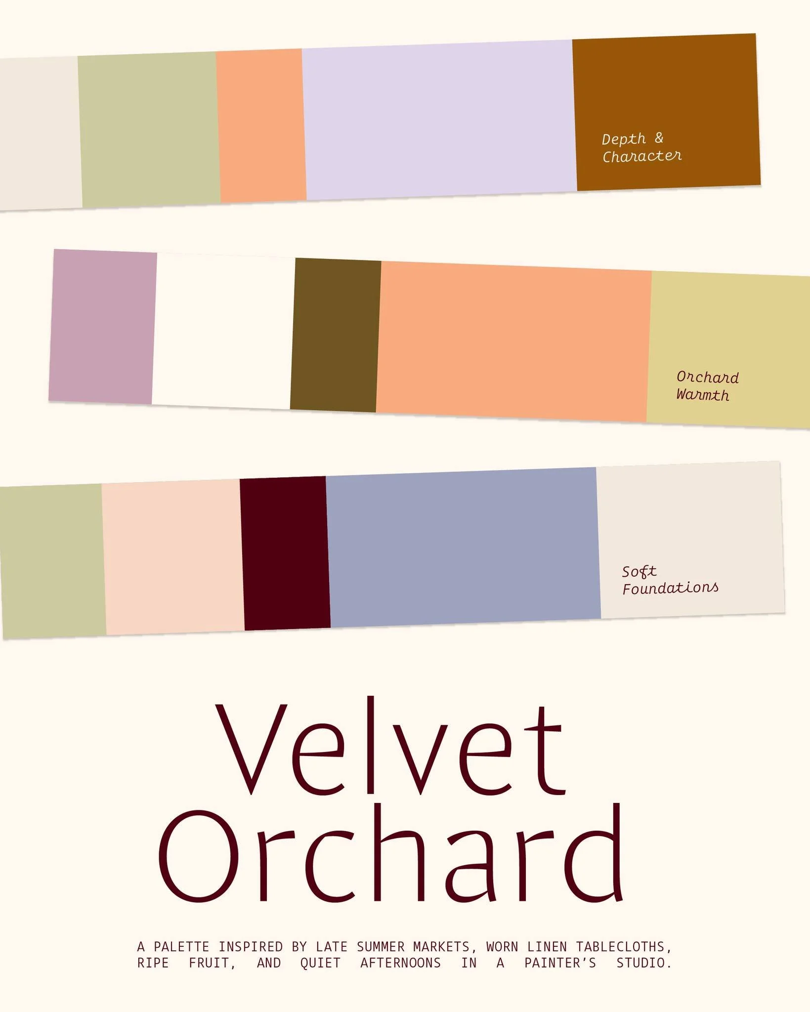 Velvet Orchard started life as a rejected palette for my recent project with Meraki Vets. I wanted something vibrant and friendly for them; still professional, but not in the white‑walls, clinical kind of way.

So instead of letting it sit in the &ld