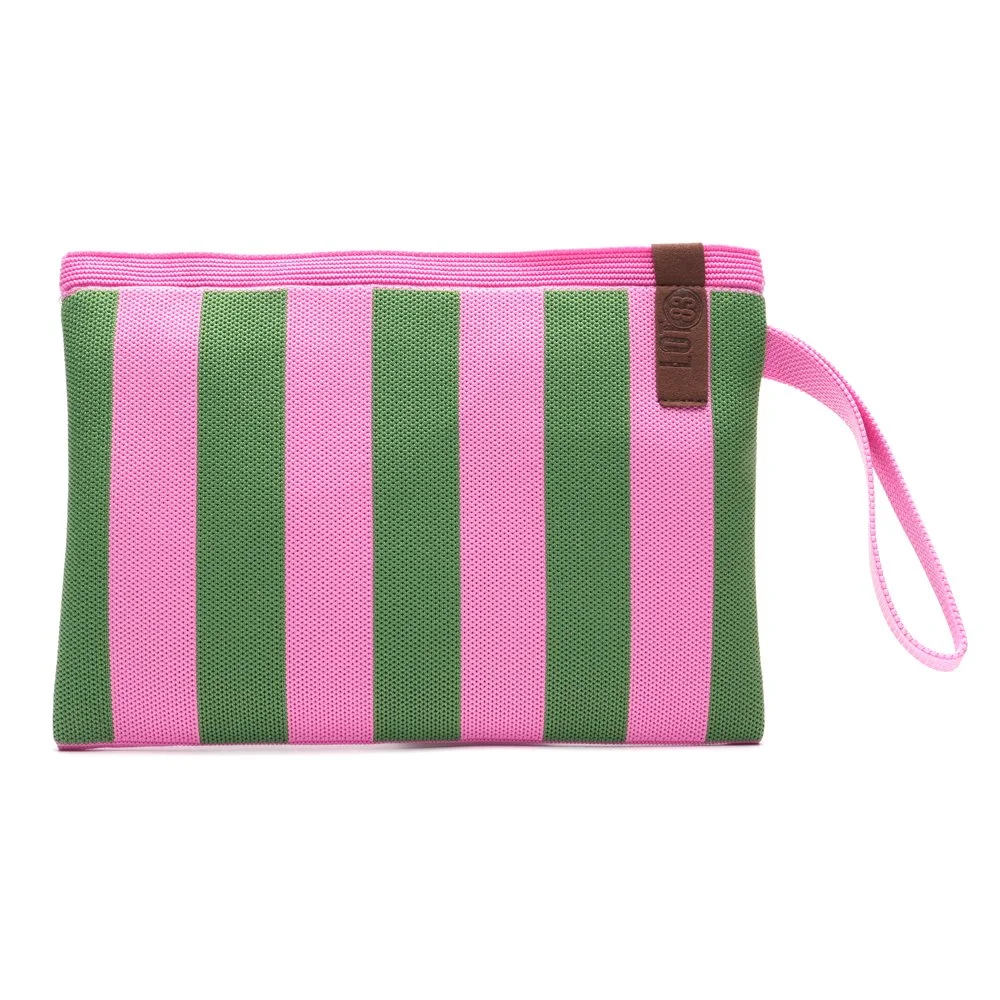 Pochette Billie LOT83 rayures Vert et fuchsia