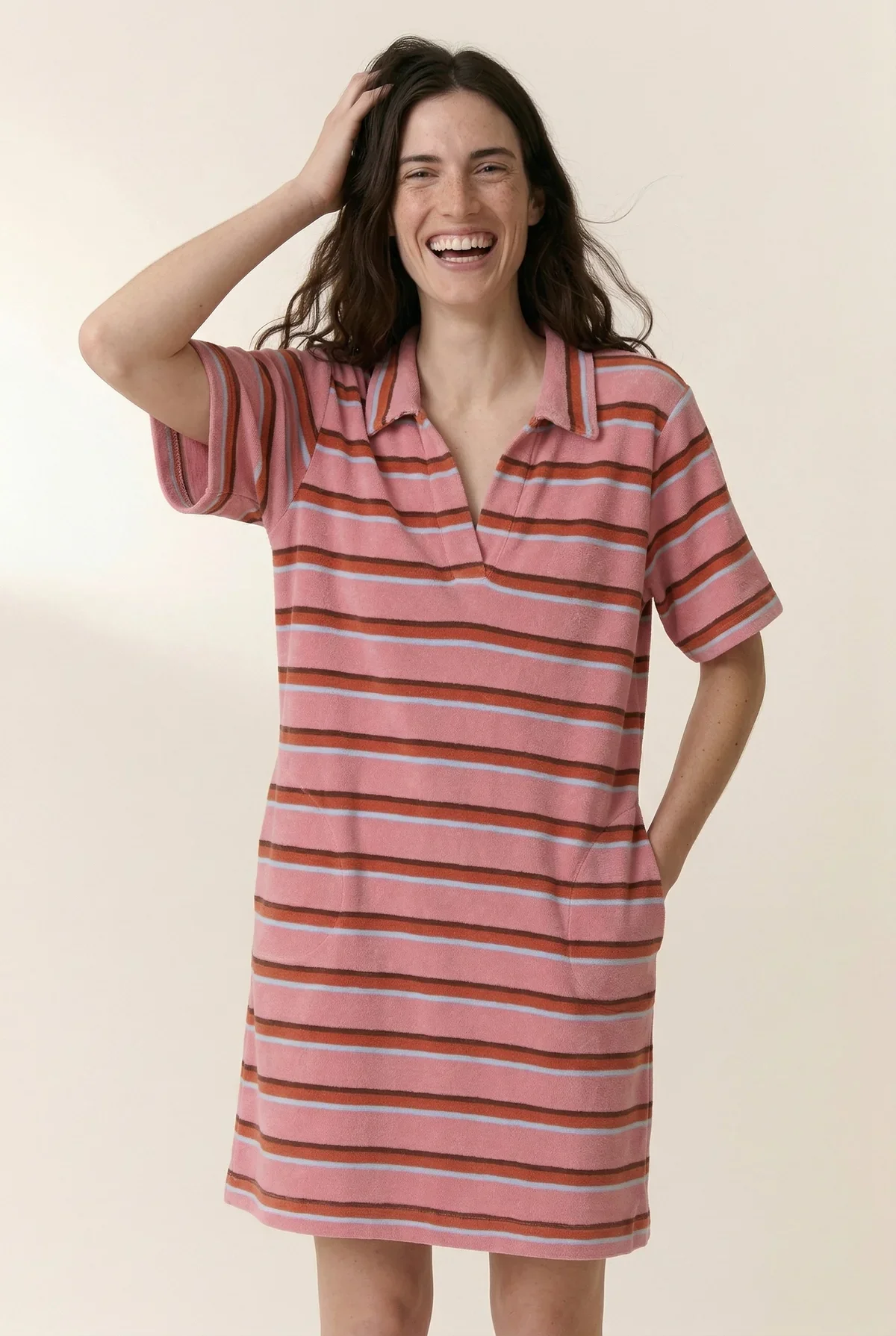 Robe marinière rose femme style bord de mer