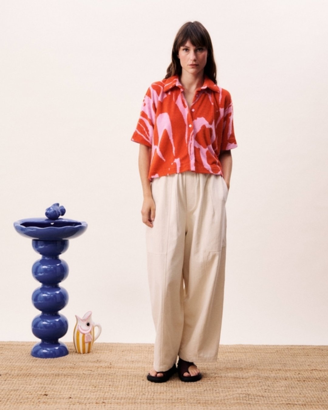 Chemise manche courte Danubea rose et orange de la marque Frnch Paris