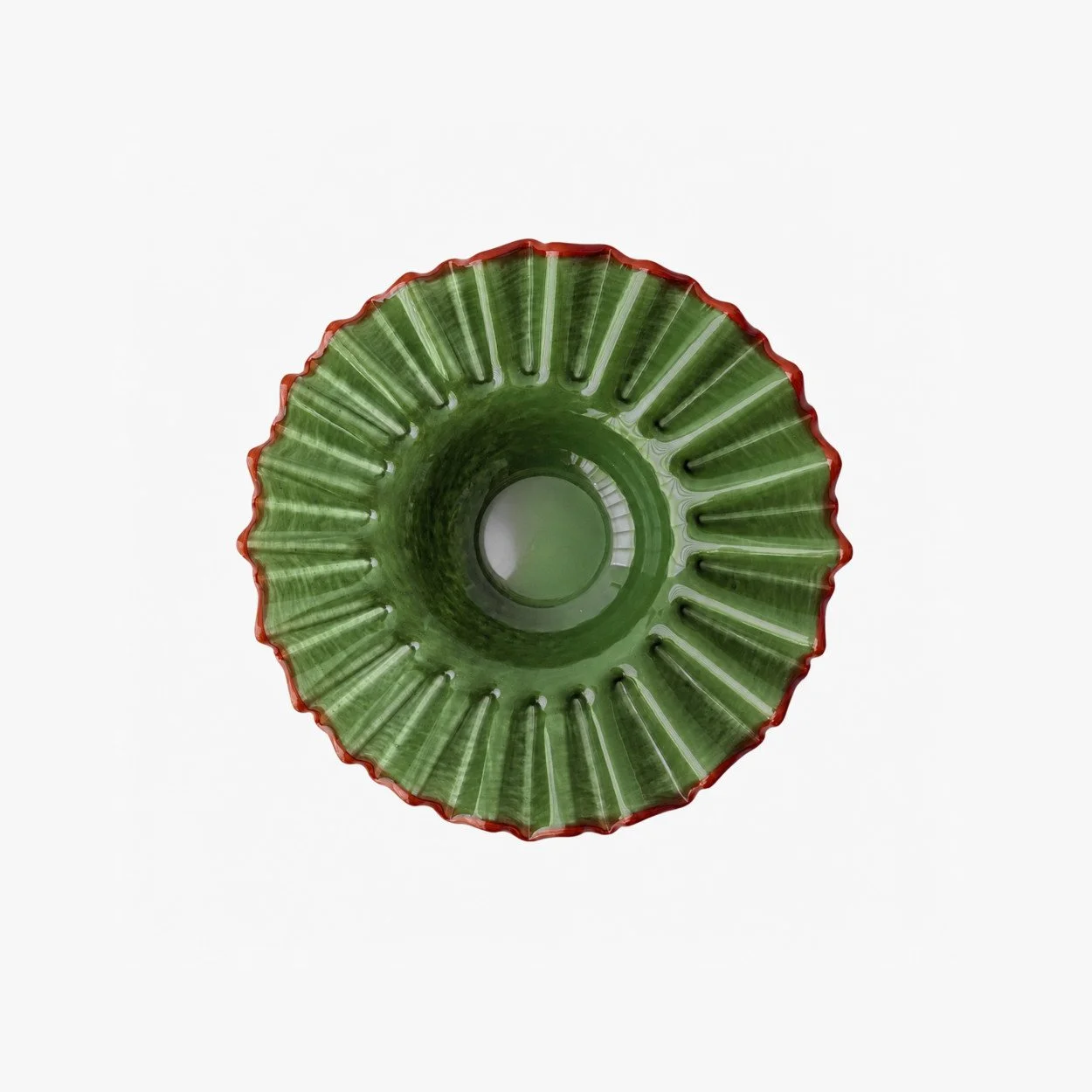 Coupe collerette en verre beige nacré, pièce d'art de la table signée Bazar de Luxe, 22,5 x 8 cm