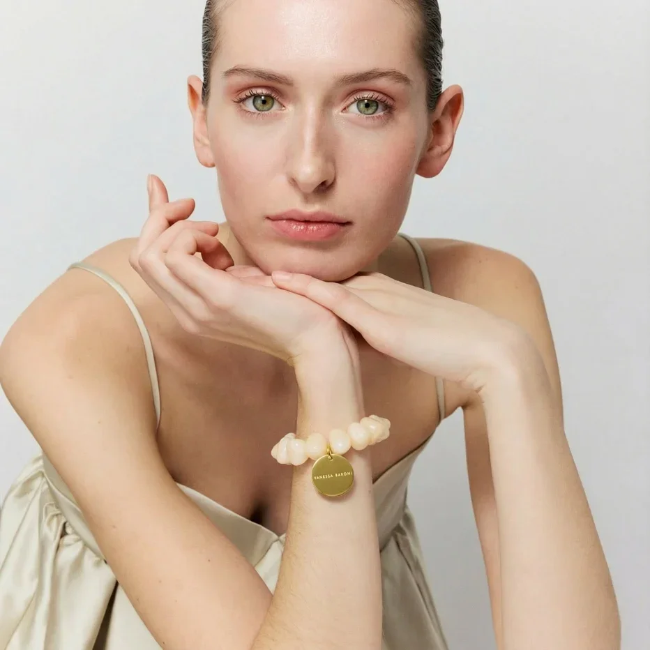 Bracelet Stone Flex Latte Marble, Vanessa Baroni