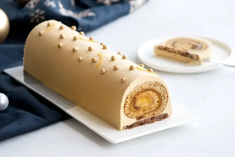 Bûche à l'orange, passion et Dulcey de Lecce