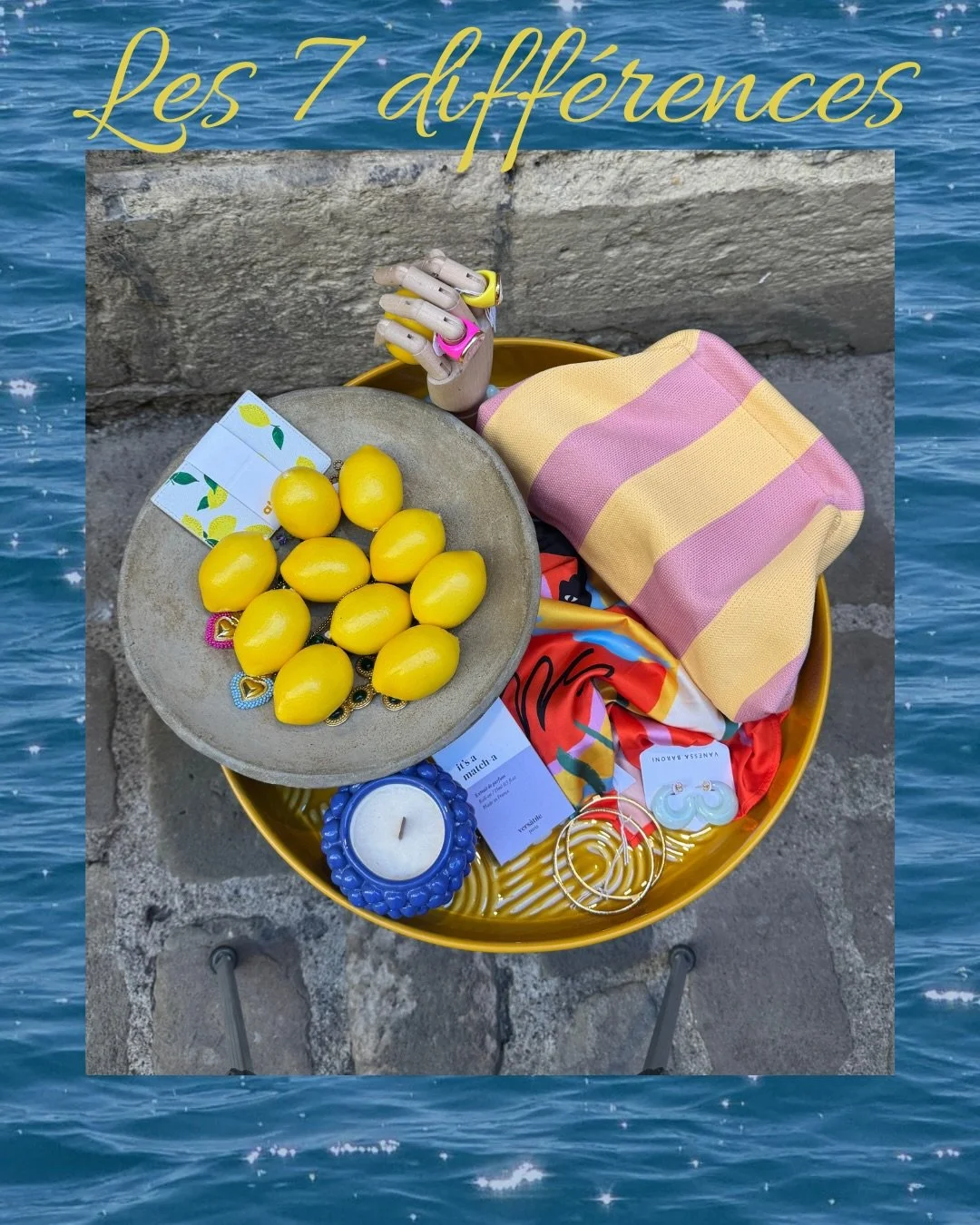 CAHIER DE VACANCES &mdash; &Eacute;DITION MERCREDI LES 7 DIFF&Eacute;RENCES ☀️
Un plateau dor&eacute;, quelques citrons, et toutes nos p&eacute;pites pr&eacute;f&eacute;r&eacute;es du moment&hellip; Chez Mademoiselle C, m&ecirc;me le jeu a du style.
