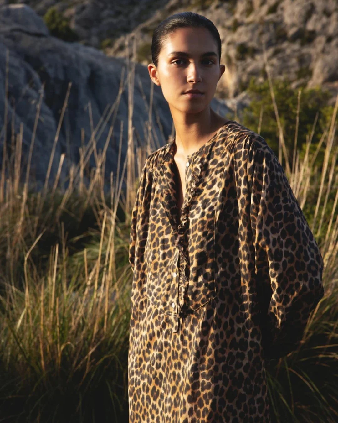 Robe longue Sally Hod Paris en coton, vue de face, silhouette fluide et féminine