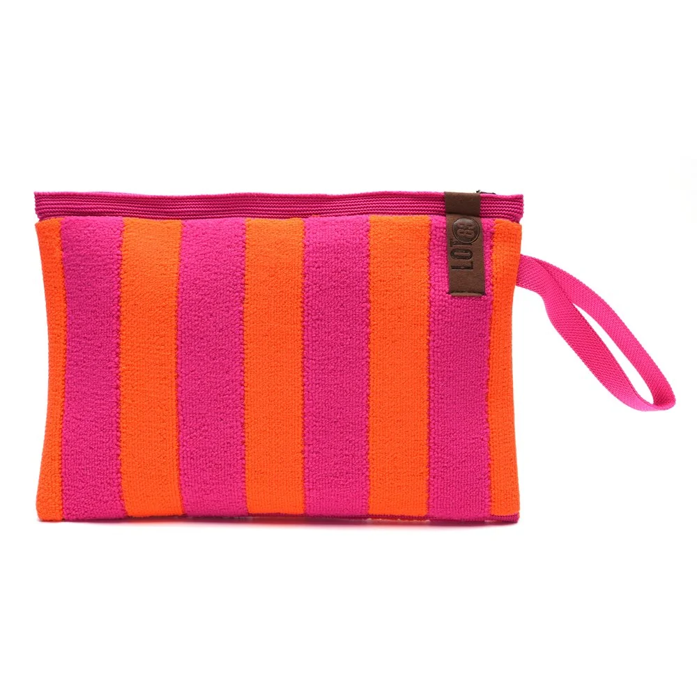 Pochette Billie LOT83 rayures orange et fuchsia