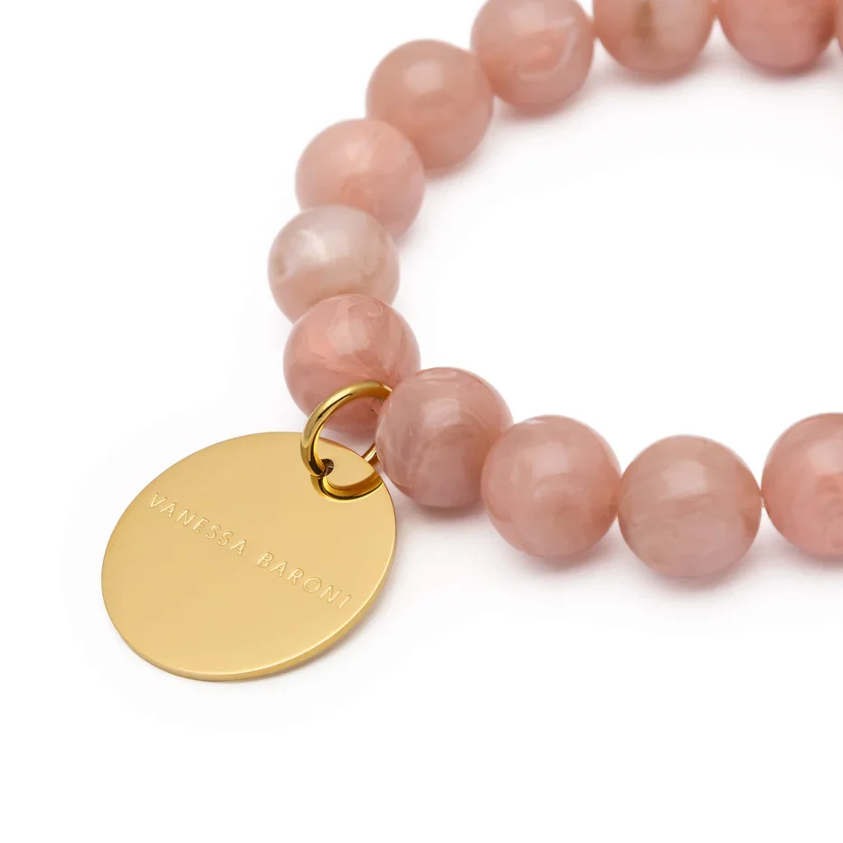 Bracelet Mini Beads Flex blush marble tons rosés élégants