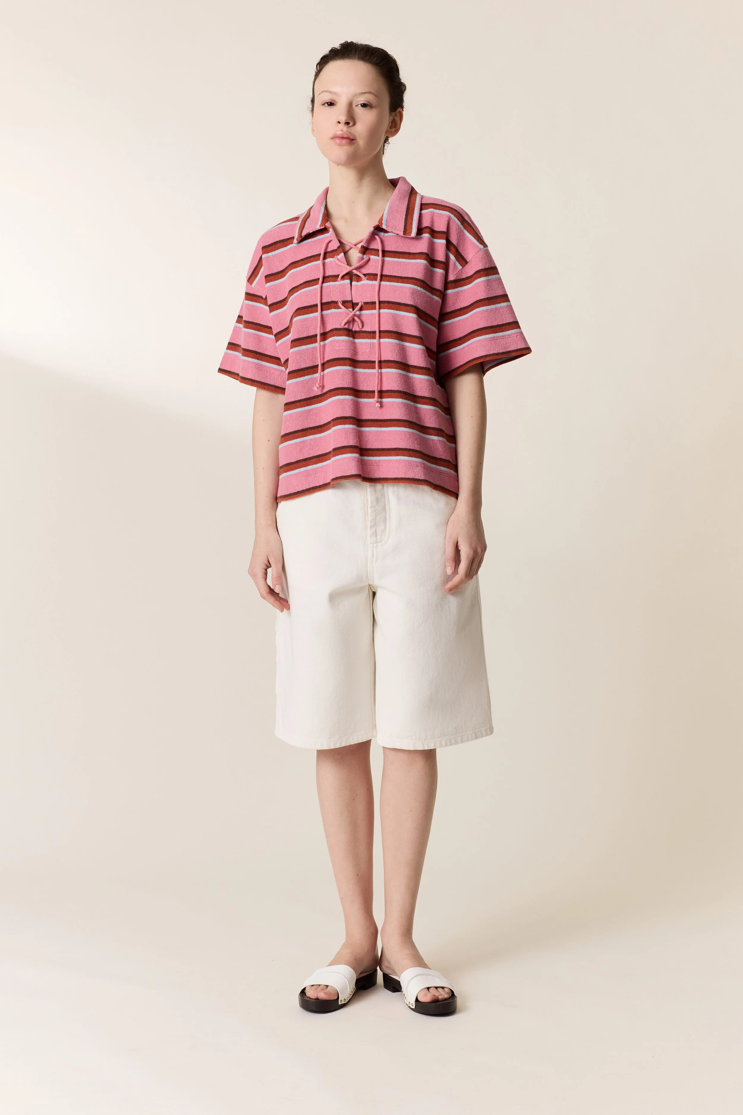 T-shirt Tully Rose col polo lacé Léon & Harper