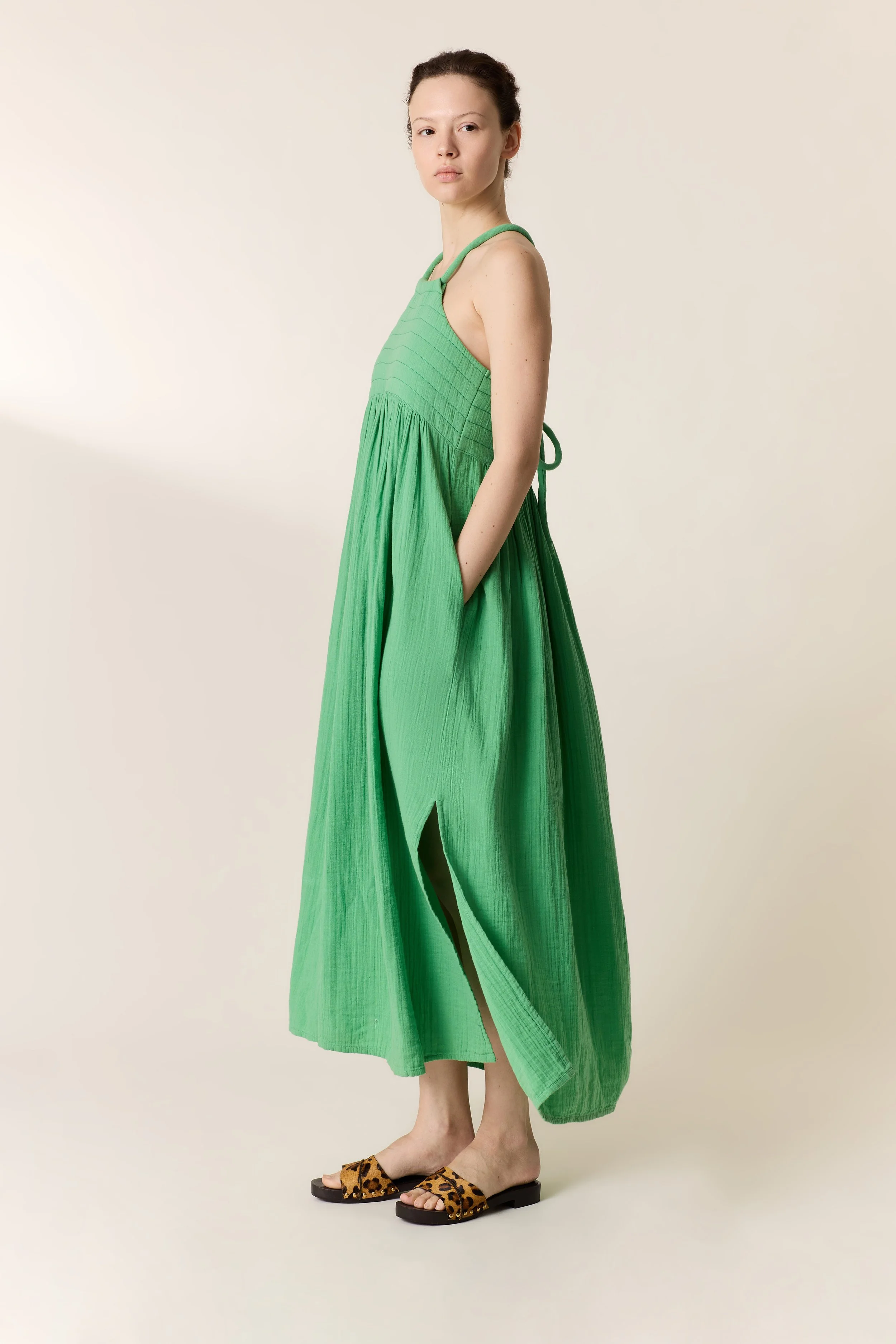 Robe verte élégante Léon & Harper été