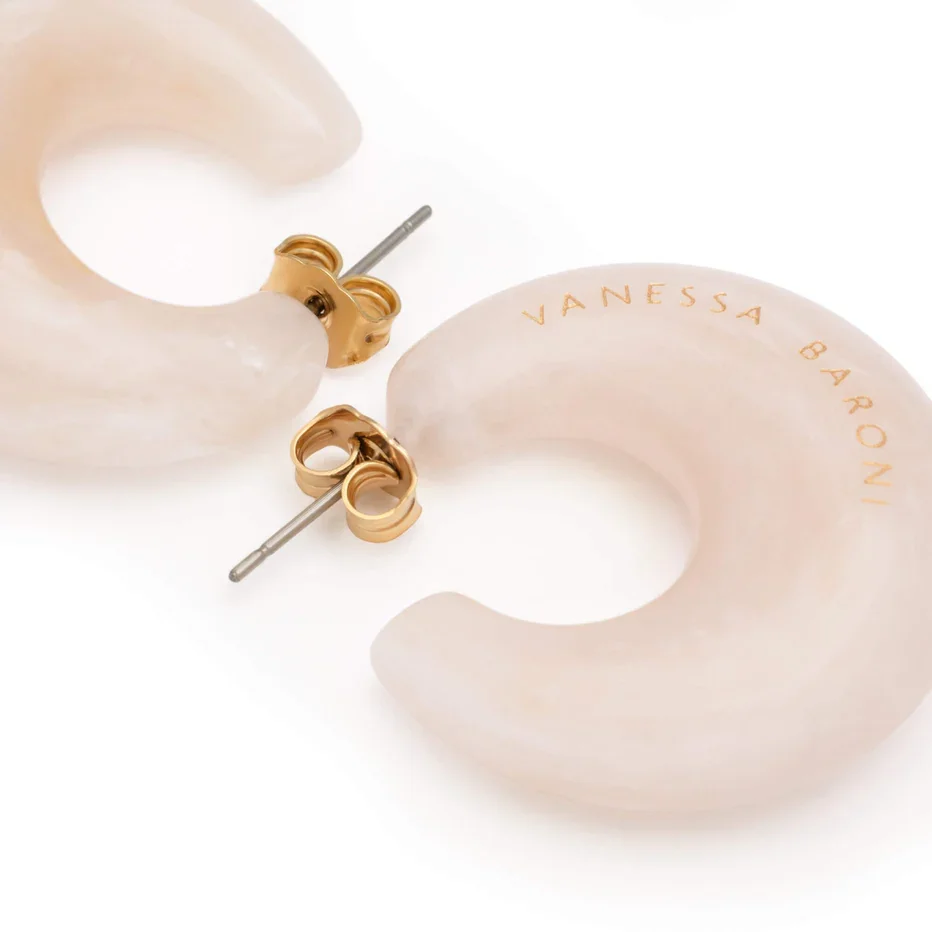 Boucles d’oreilles Moon Latte Marble, Vanessa Baroni