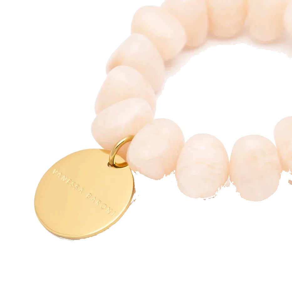 Bracelet femme Vanessa Baroni perles marbrées latte marble.