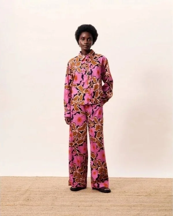 Pantalon Lotus au motif Vitoria en viscose de la marque Frnch Paris