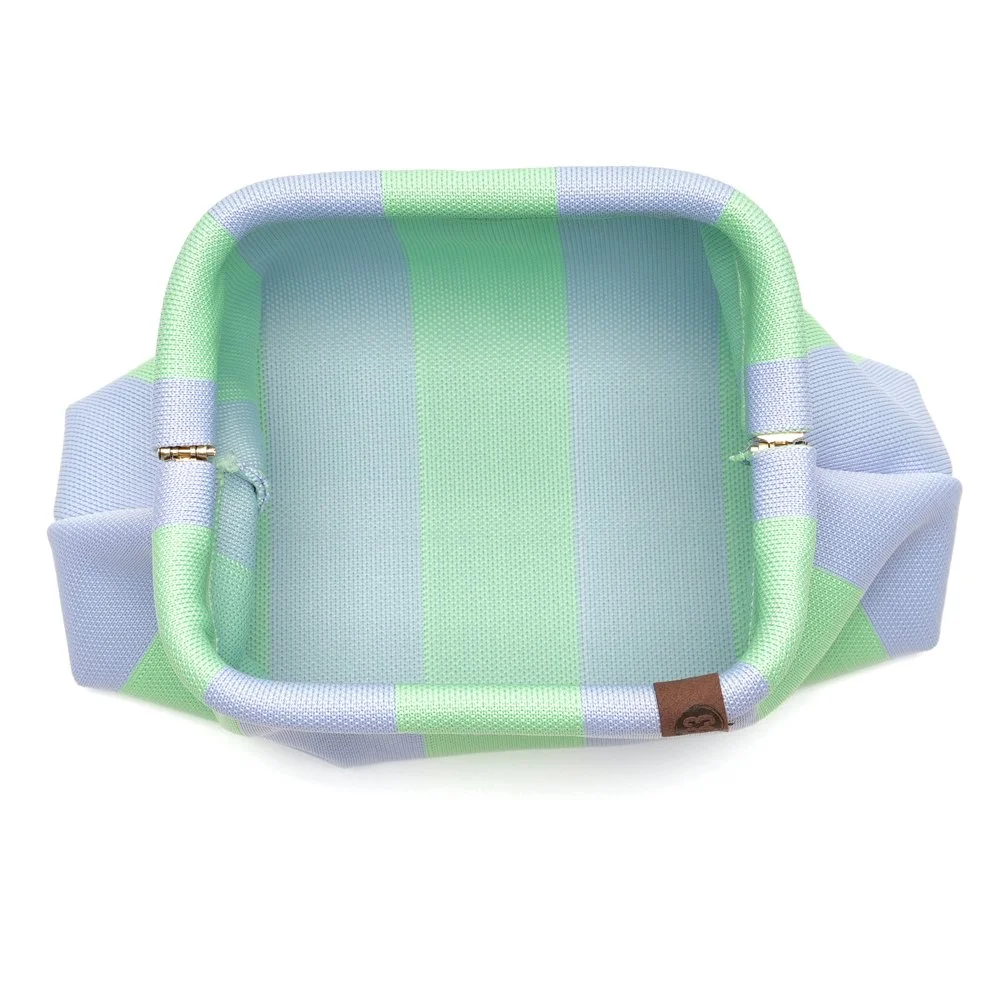 Pochette Emma LOT83 accessoire tendance rayé et léopard vert et bleu