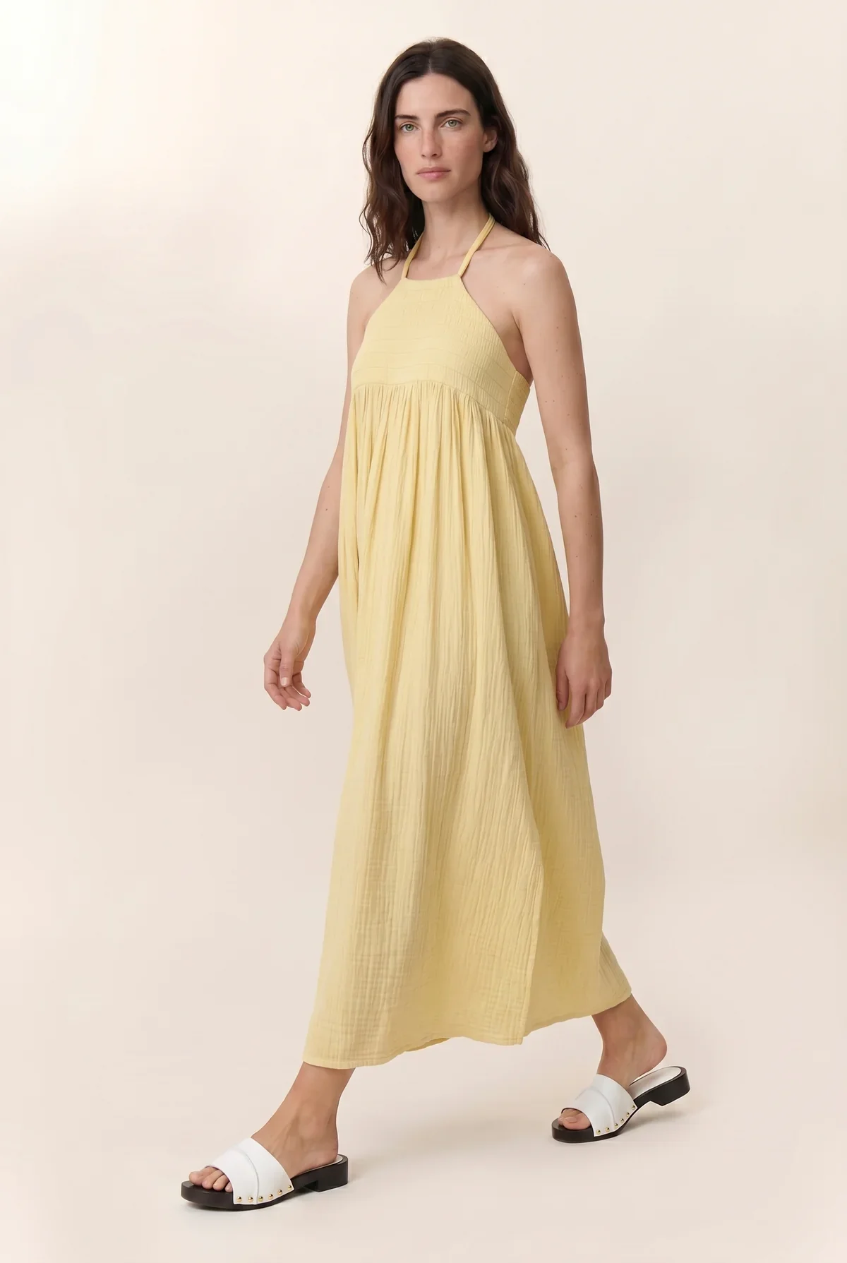 Robe léon et harper Romee jaune en gaze de coton