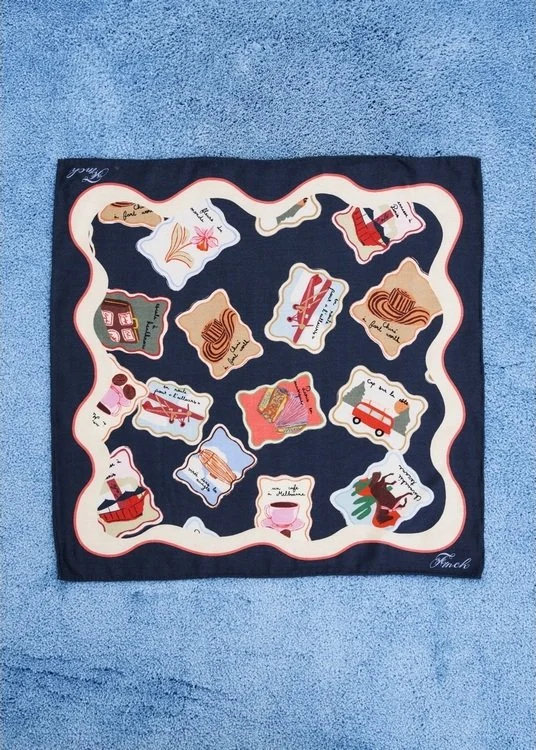 Foulard Stamp, Imprimé Cartes Postales Frnch Paris