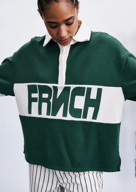 Sweat Fistral Vert et blanc, Frnch Paris
