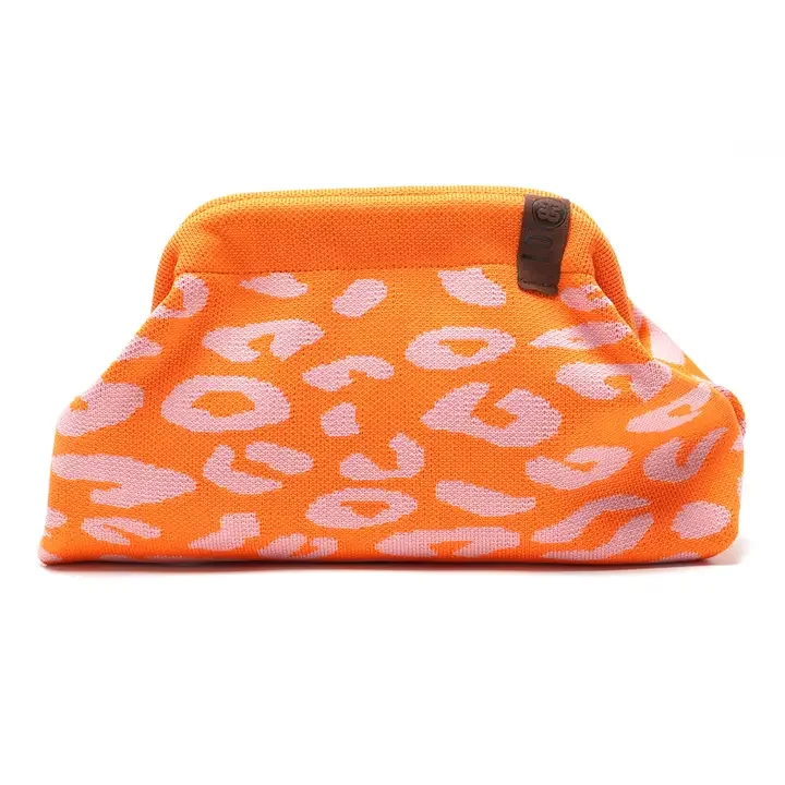 Pochette Emma 46 LOT83 orange et rose à motif graphique, un accessoire coloré et pratique pour organiser vos essentiels