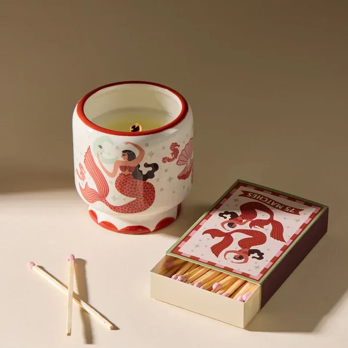 Bougie Mermaid & Moon Ginger & Teak en Céramique Peinte à la Main, Paddywax