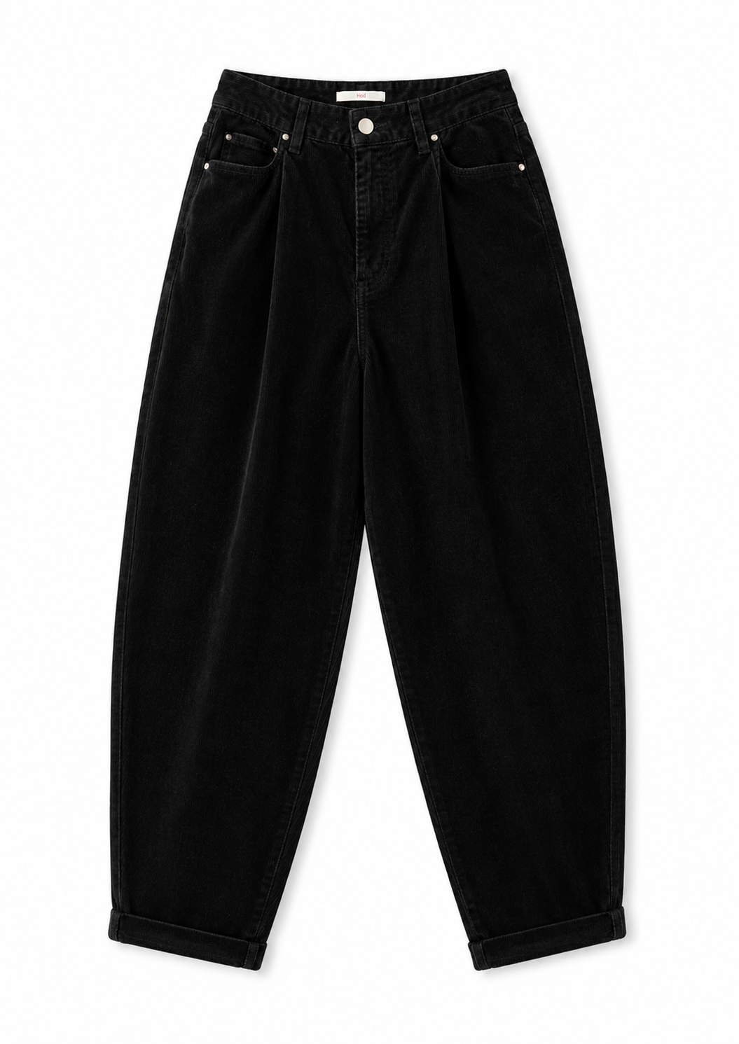 Pantalon Barrel Noir en Velours Côtelé, Hod Paris