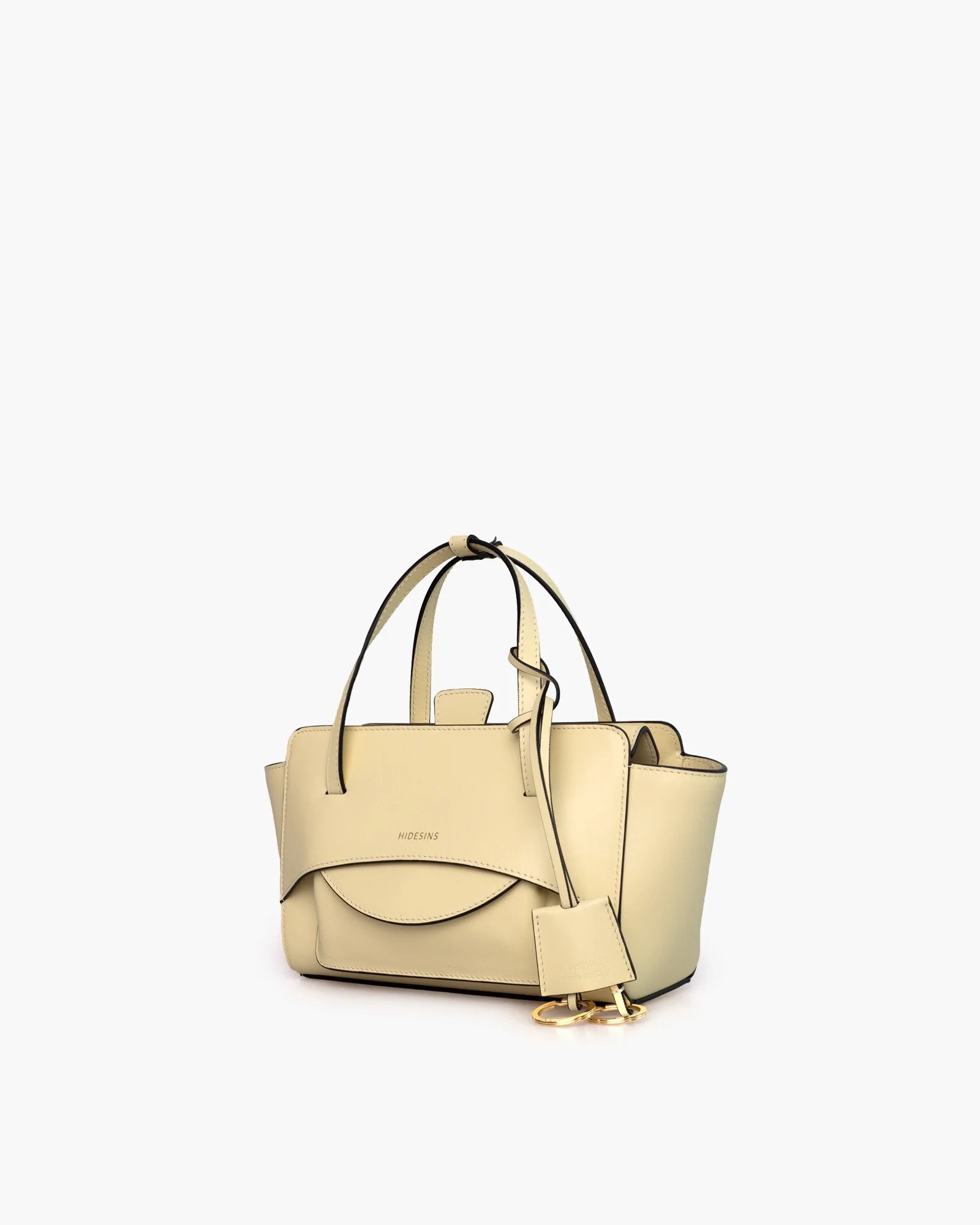 Vue de profil sac à main en cuir lisse coloris Sun