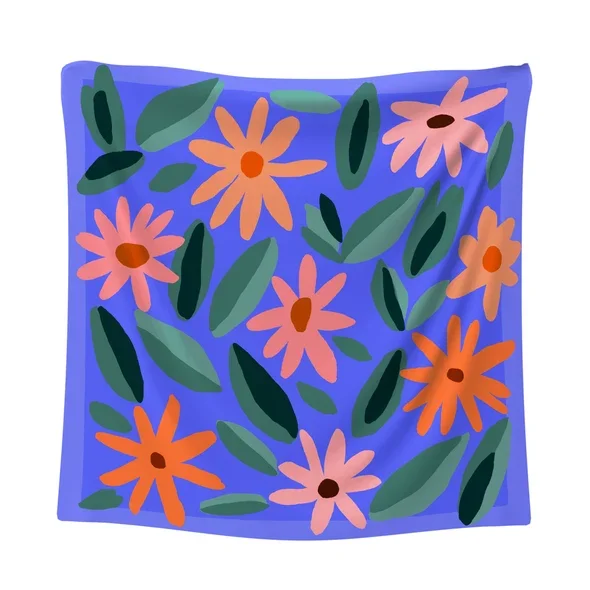 Détail des feuilles graphiques du Foulard Margarita.