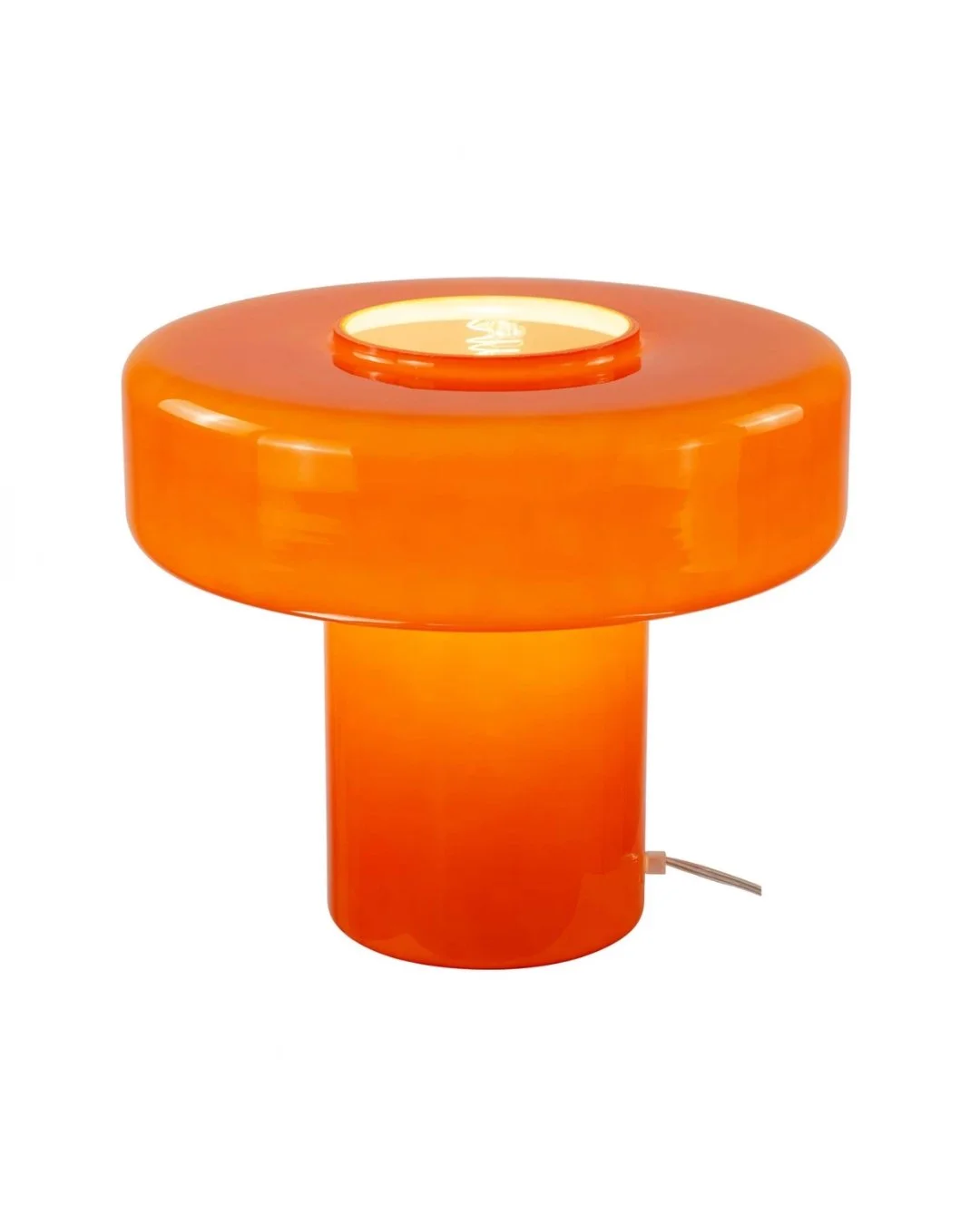 Lampe Orange Foza maxi allumé sur fond blanc de la marque C Création