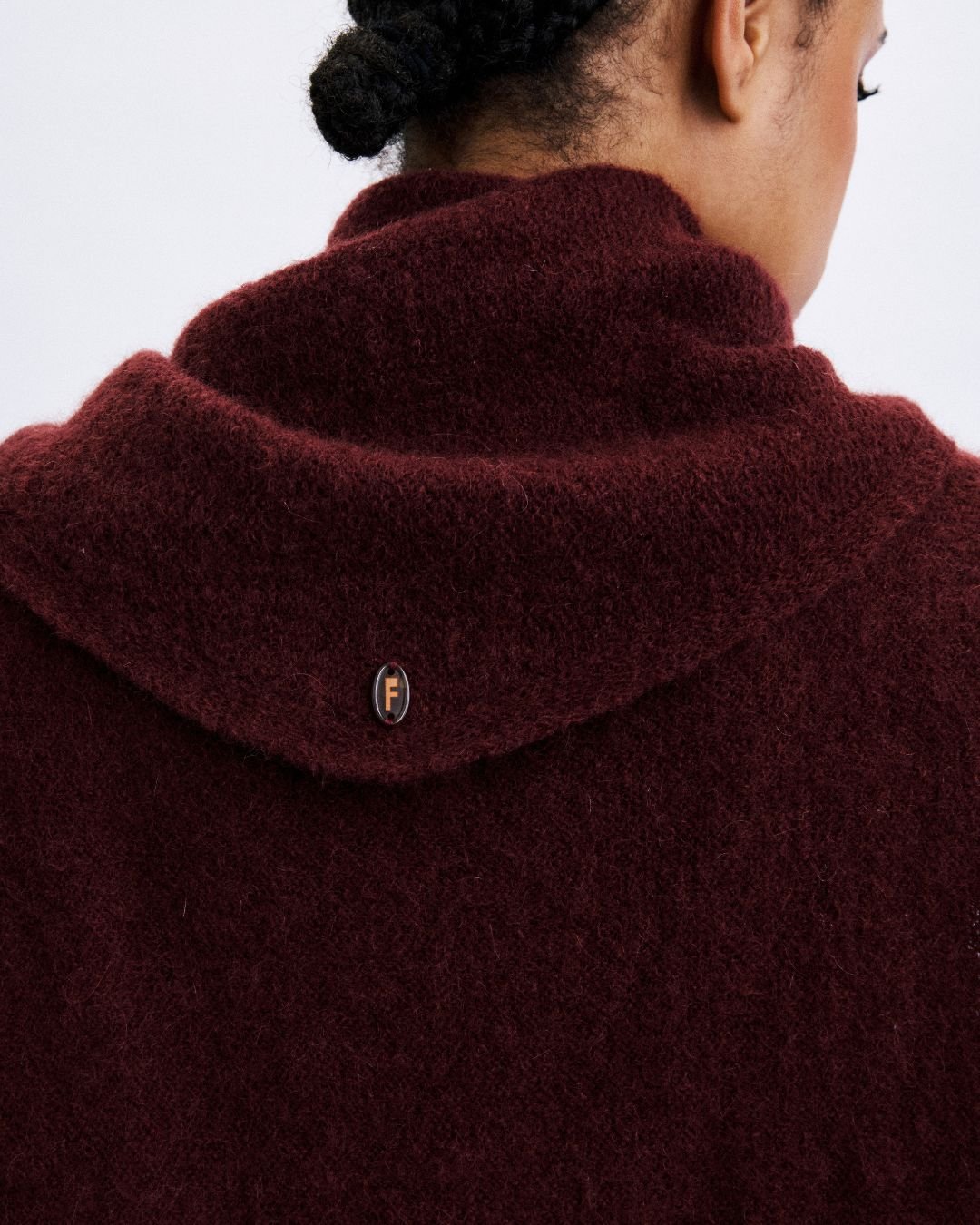 Écharpe FRNCH Hiji bordeaux maille texturée vue de dos
