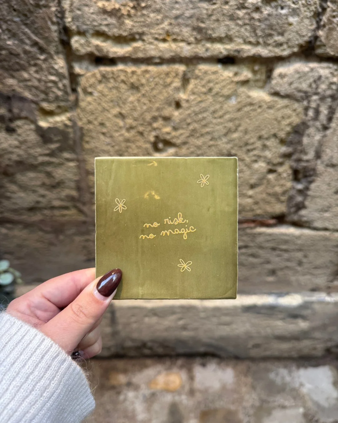 no risk no magic sur fond kaki Studio meuk