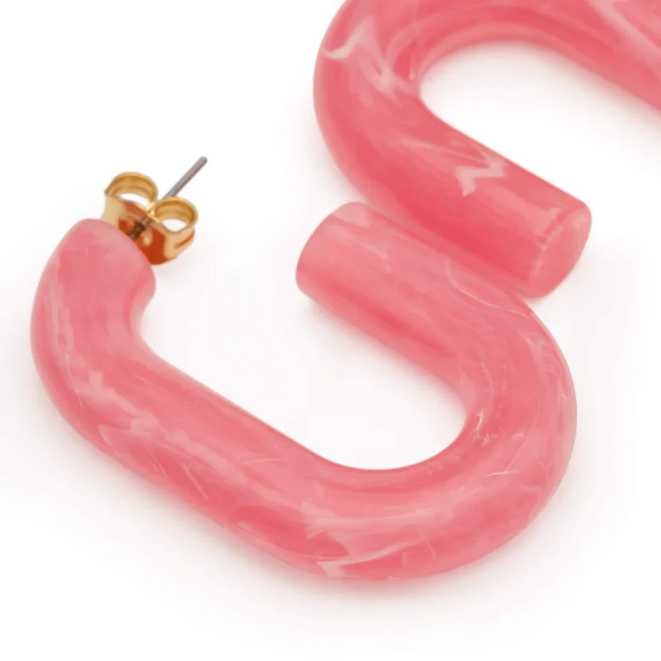 Boucles d’oreilles New Oval Watermelon Marble, Vanessa Baroni