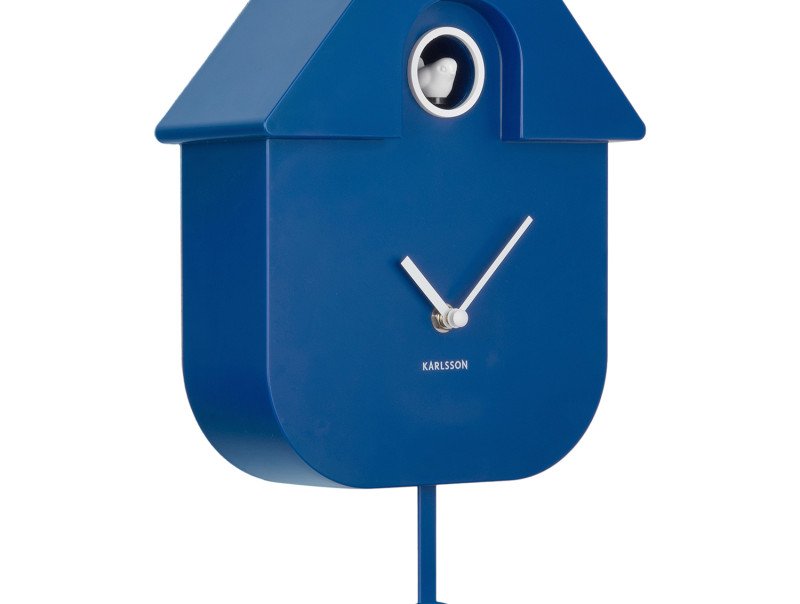 Horloge coucou Bleu cobalt revisitée style minimaliste