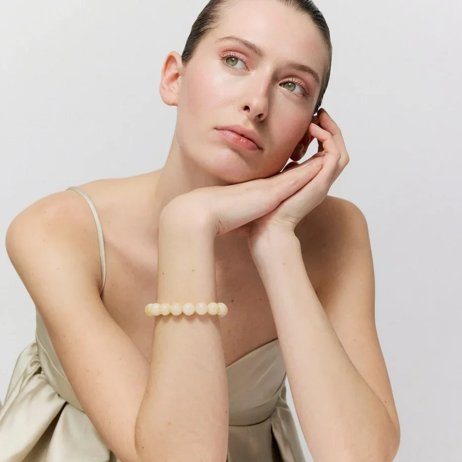 Bijou perles latte marble style naturel chic