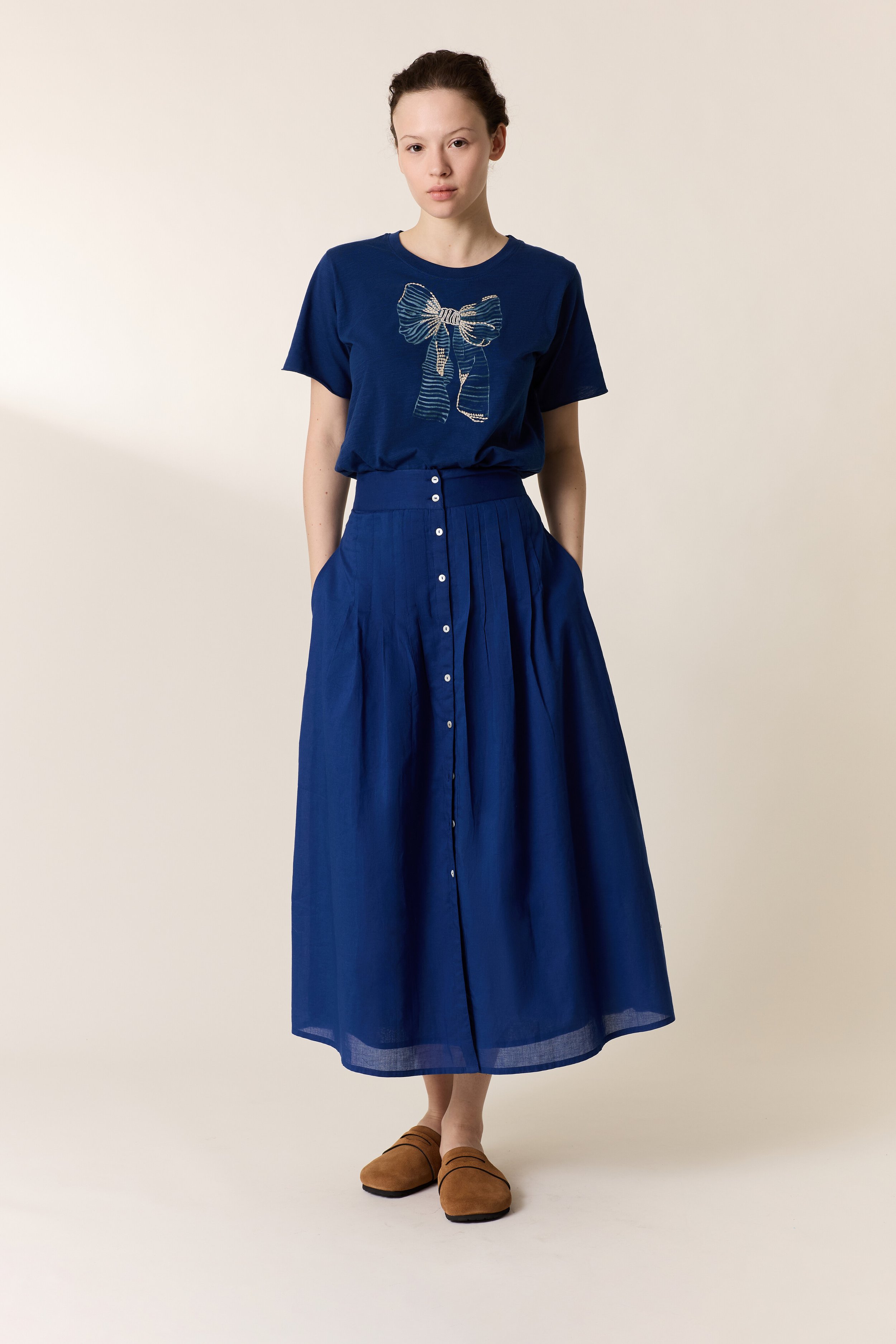 T-shirt Leon & Harper bleu col rond femme