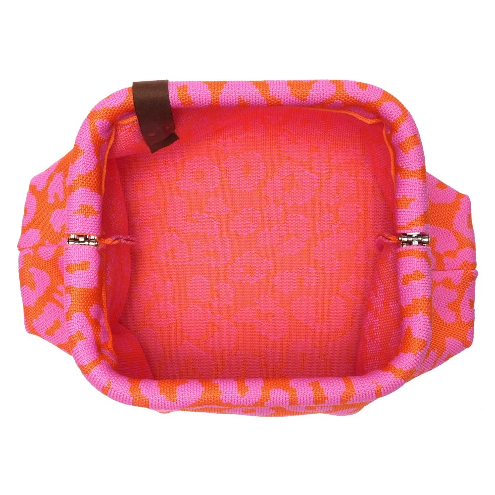 Sac Emma LOT83 motif léopard pochette stylée orange & rose pâle ouvert