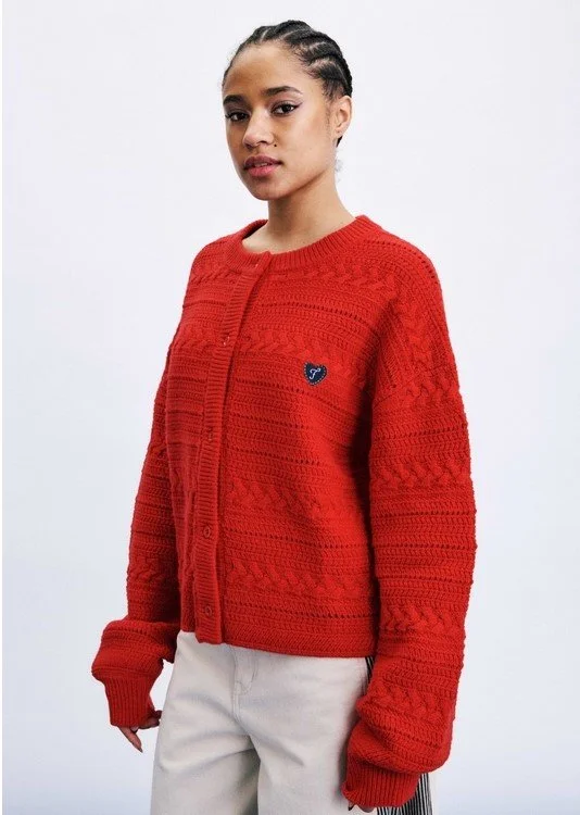 Pull rouge tréssée Daigoji