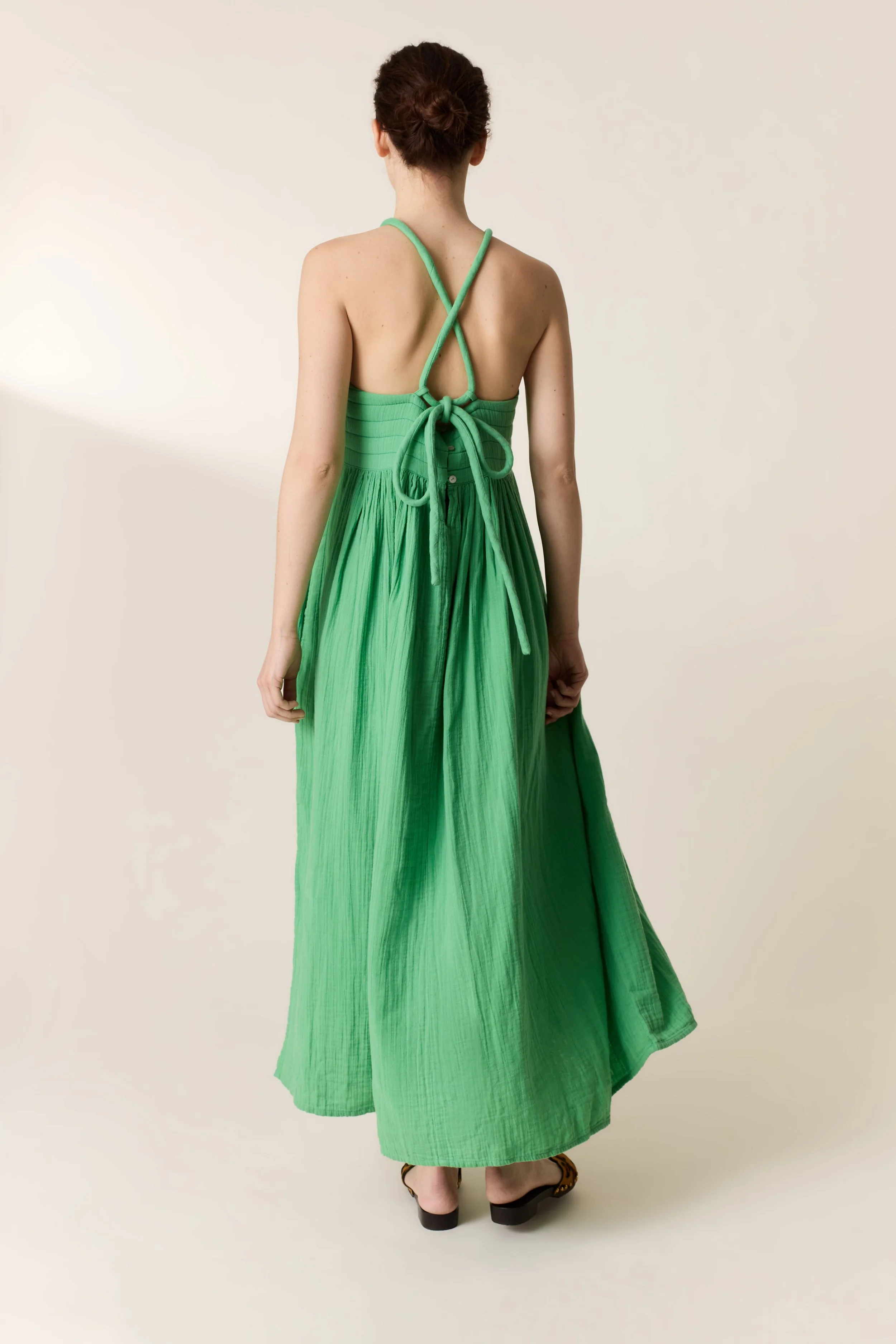 Robe Romee verte style bohème Léon & Harper