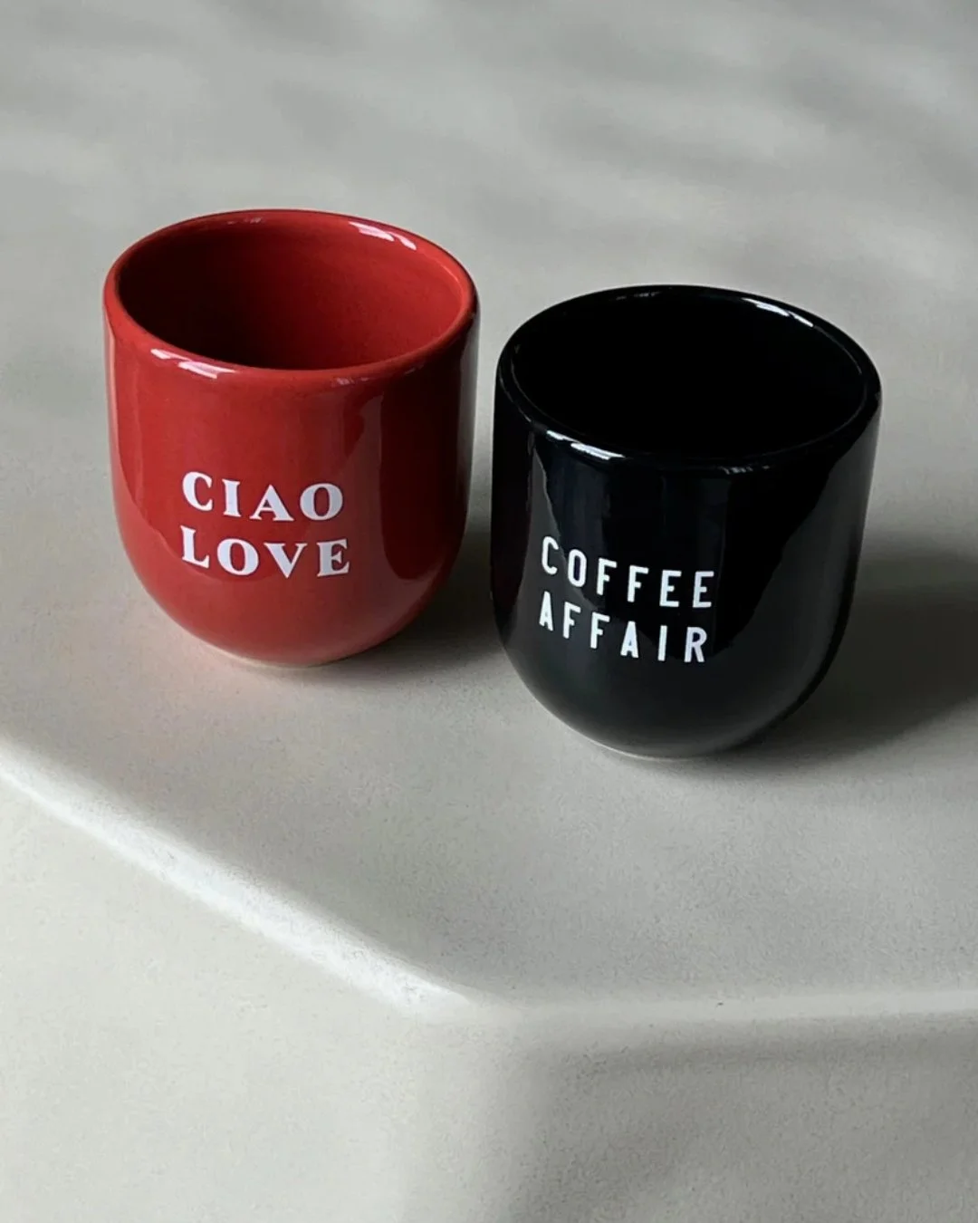 Duo de mug a café sisi house of style, Ciao love en rouge
