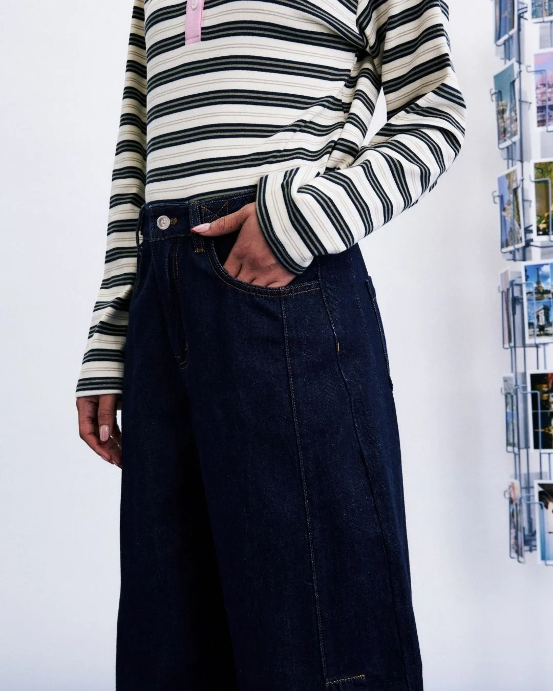 Jean Nami FRNCH Paris en coton et viscose avec revers aux chevilles