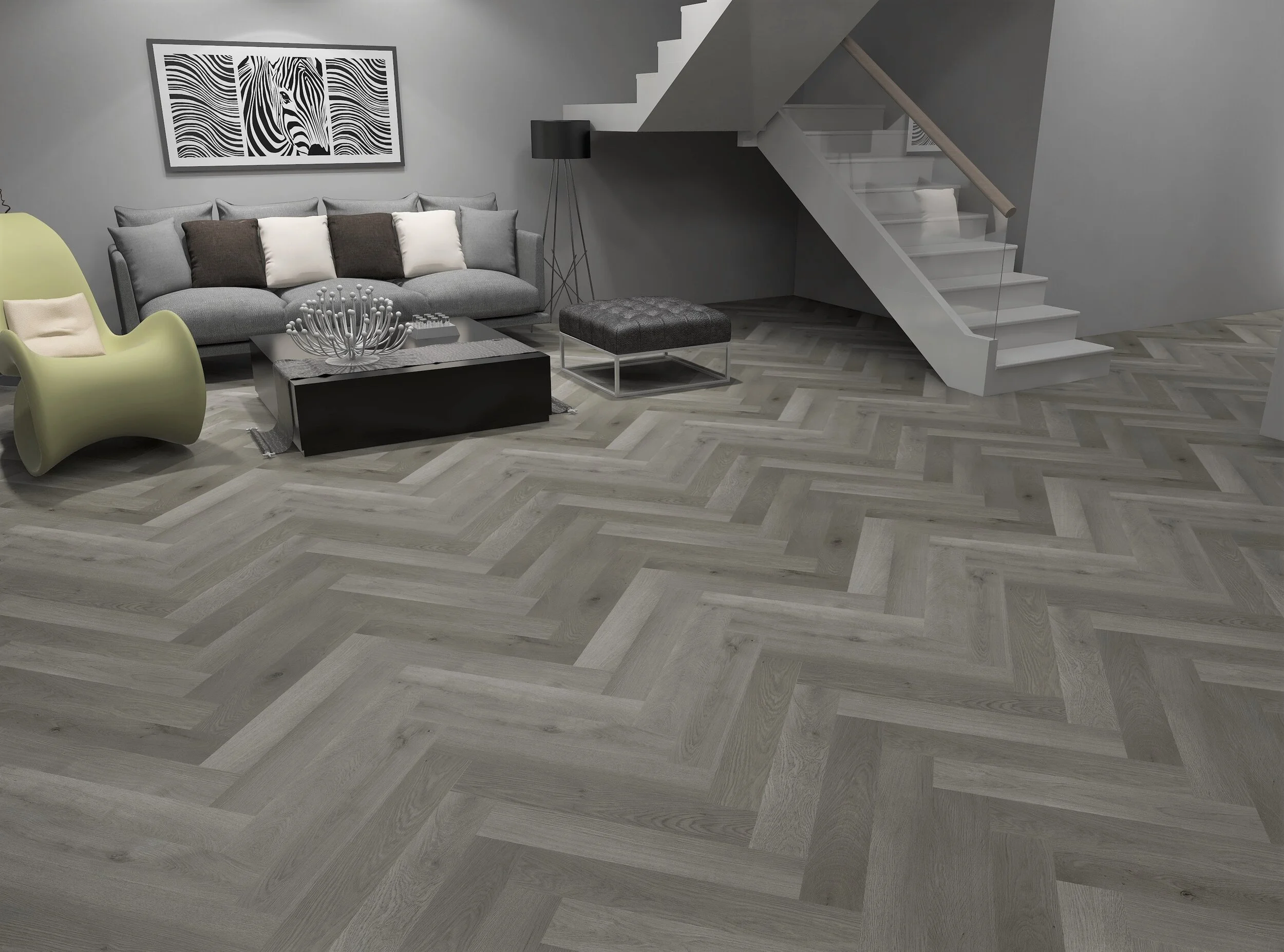 Grey Herringbone Floor