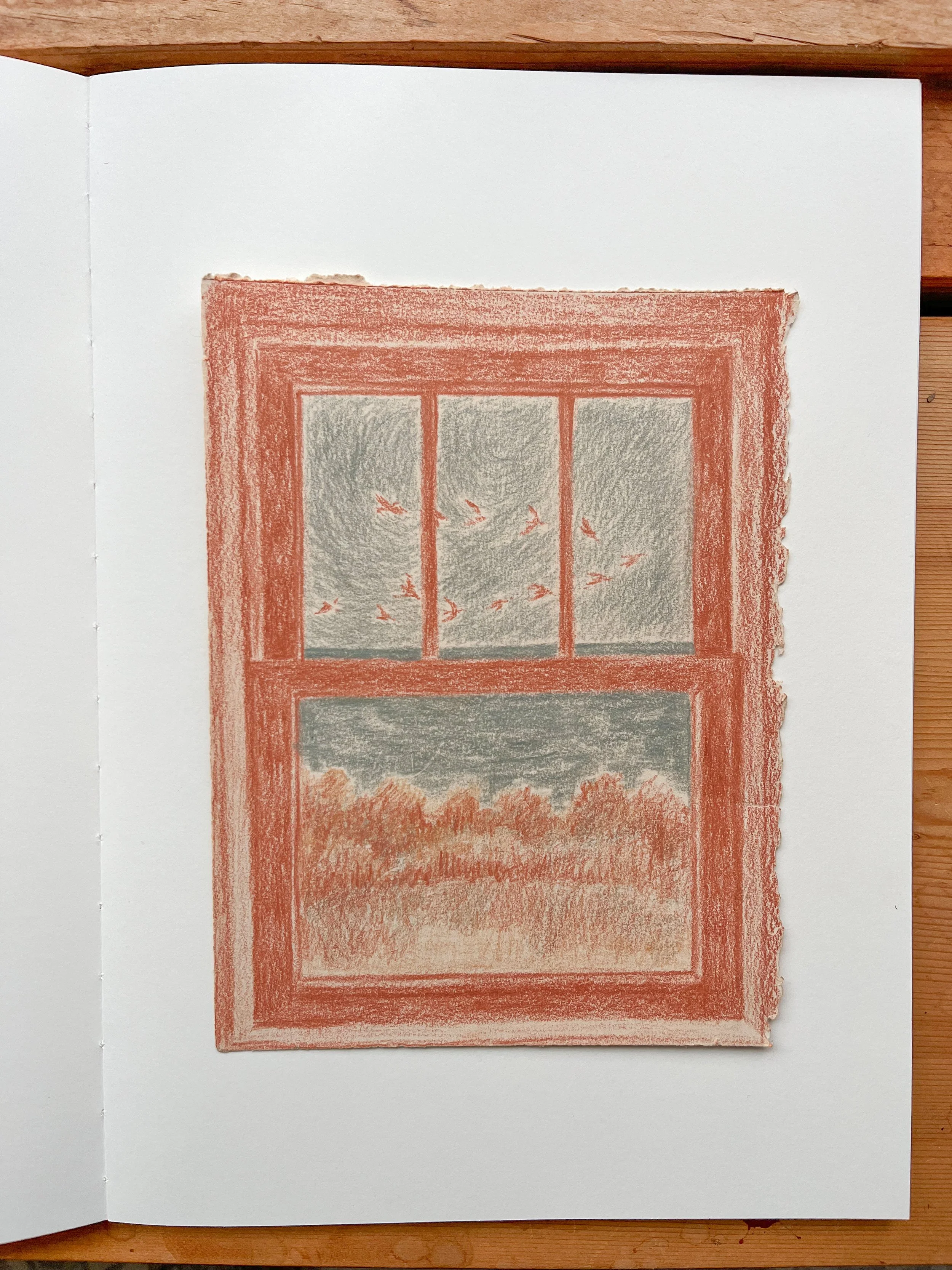 Lakeview and geese drawing