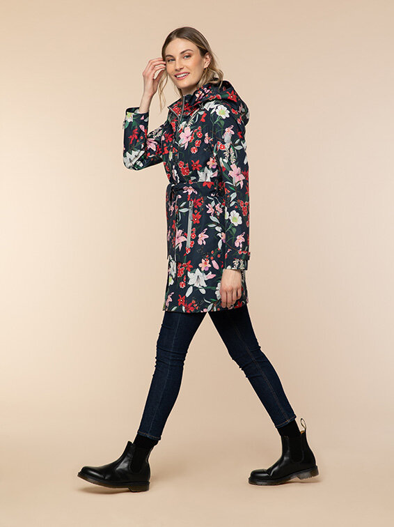 Etage Trenchcoat | Navy Floral — Etage Denmark