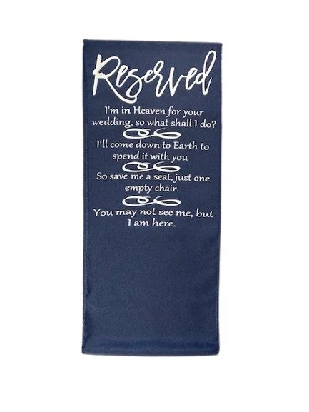 I'm In Heaven for your Wedding Memorial Keepsake Navy Chair Runner Banner Sign