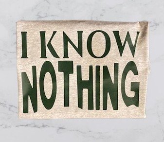 Funny graphic tee with bold green letters