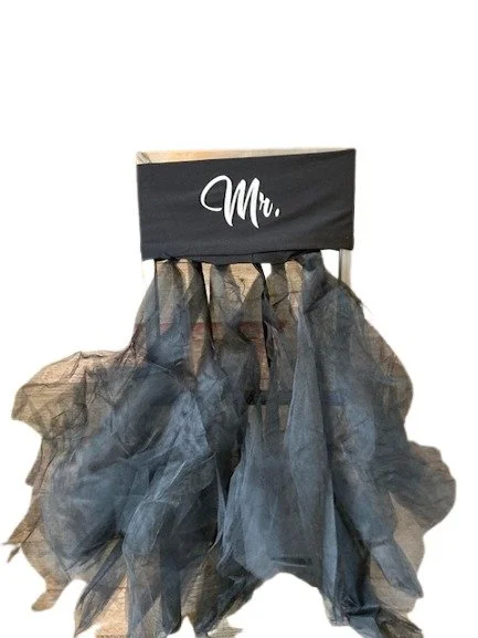 Mr. Black Spandex Chair Tutu Cover Skirt - Elegant Event Decor