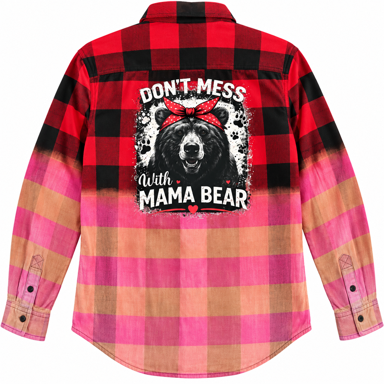 Don’t Mess With Mama Bear Mystery Color Distressed Flannel