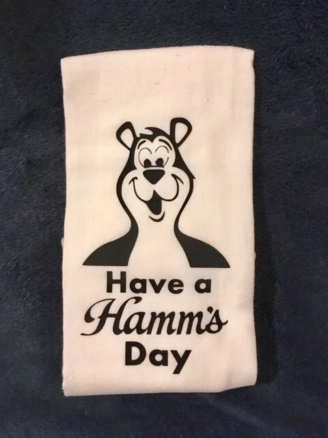 Have a Hamm’s Day Flour Sack white Kitchen tea towel is a perfect unique gift for the Hamm’s Beer Bear Collector or perfect bar towel! This towel is a unique gift for any Hamm’s Beer Lover!